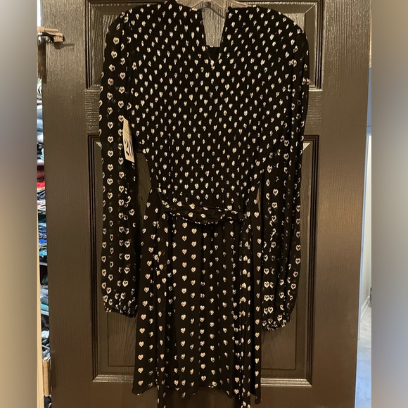 Shoshanna size 4 NWT smocked gold clip dot heart long sleeve mini dress - Picture 2 of 7